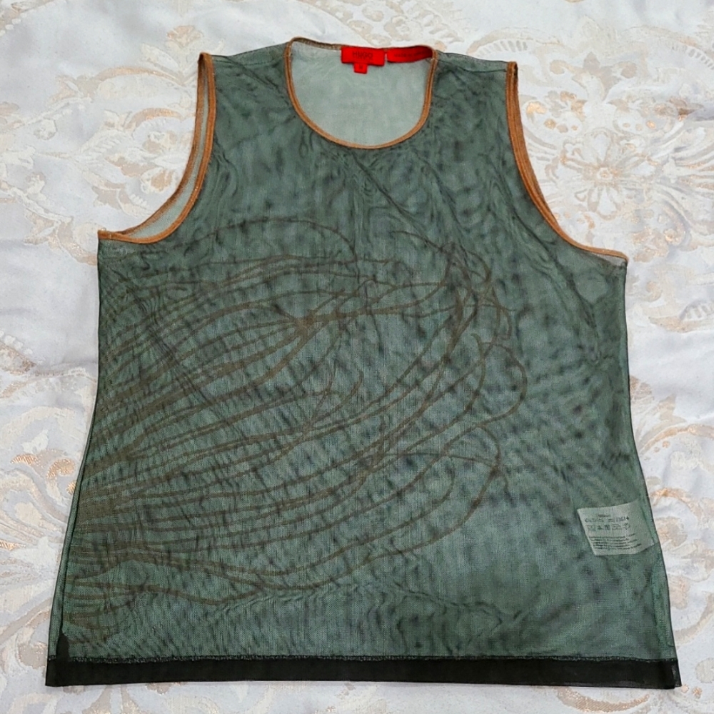 ❣️ MOVING SALE ❣️Hugo Boss Mesh Green & Brown Tank Top